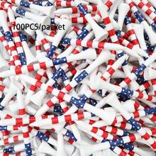 50/100pcs American Flag Design Golf Ball Tees, Bamboo Patriotic Golf Tees, US Flag Golf Tees, Reduce Side Spin And Friction, Suitable For Men And Women Golfers - Red and White - View 3