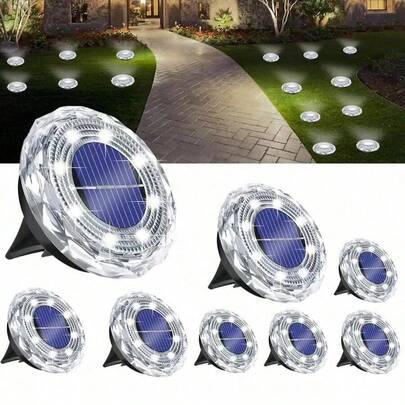 Solar Ground Lights 4/8/12Pack Outdoor Solar Lights Waterproof Small Landscape Lighting For Outside Patio Lawn Yard Decor