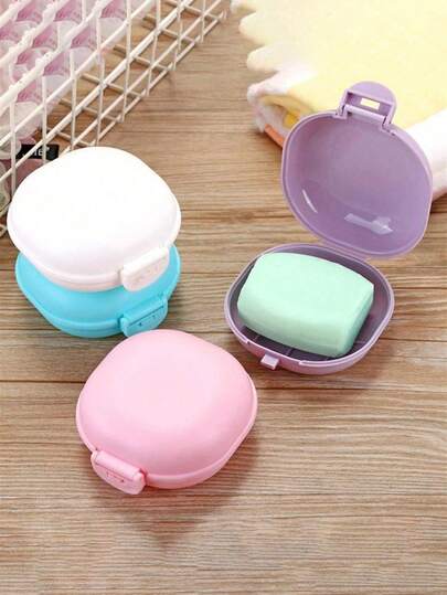 1pc Plastic Soap Dish With Lid, Travel Soap Container, Portable Soap Box, Waterproof Soap Storage Case, Suitable For Travel, Camping, Gym, Travel Essential