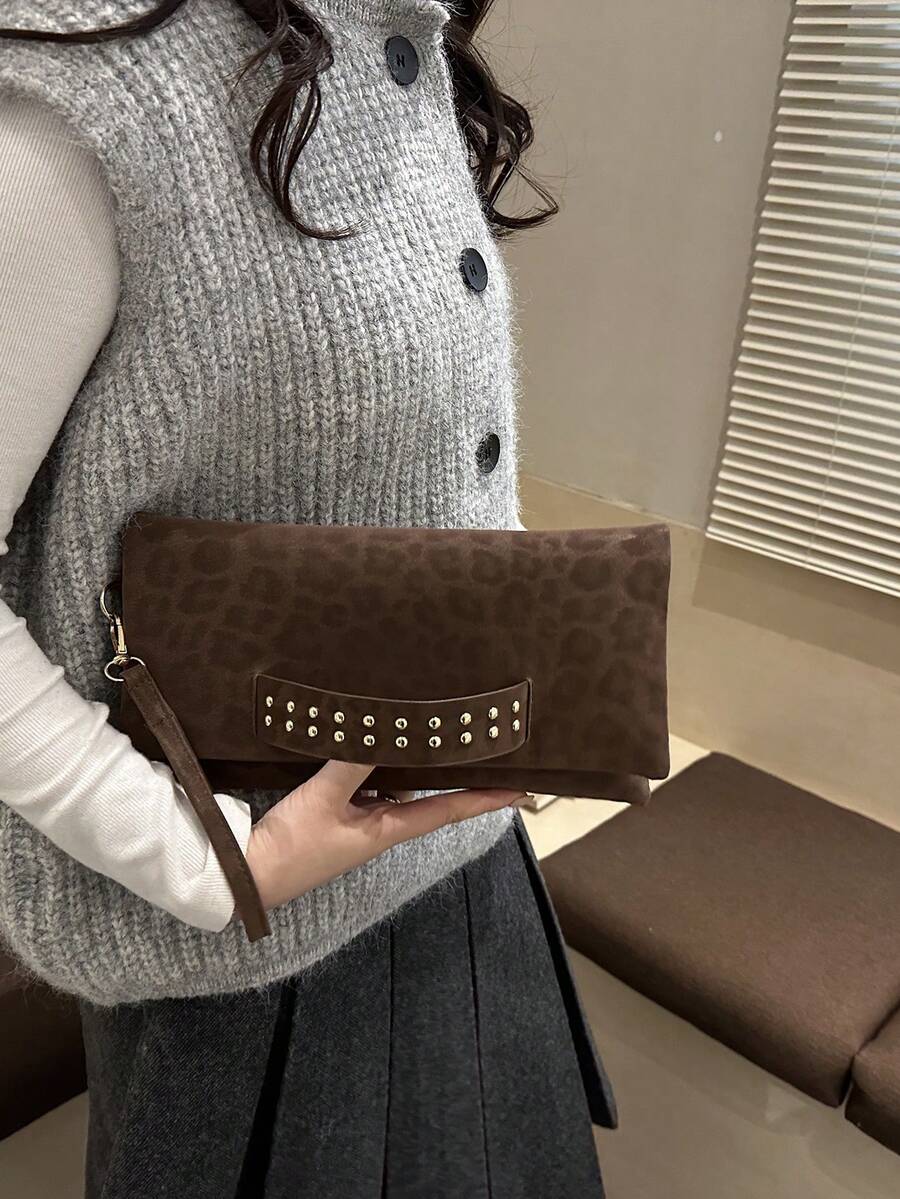 1个闪亮镂空信封手拿包,纯色塑料钻石女士长方形派对休闲节日礼物送给女朋友 - 彩色 - 查看 1