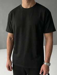 This Men's Crew Neck T-Shirt, Made From Pure Cotton, Is Crafted From Soft Natural Material And Features Exquisite Prints. It's Suitable For Everyday Wear In Spring And Summer And Can Also Be Worn As A Baselayer In Autumn And Winter. - Đen 2 - Xem 3