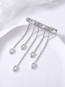 1件银色女士发饰，银色水钻发夹，水钻流苏发夹，闪亮新娘发饰，婚礼派对及日常发饰，女士配饰，银色发饰，春夏发饰 - 銀色 - 查看 10