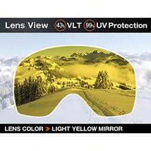 ZERO TECH Base - Lente de repuesto para  A frame Snow Goge Ski Snowboad - Espejo amarillo claro - Ver 2
