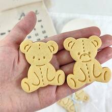 Set de 3 cortadores de galletas con forma de oso de peluche lindo | Molde de hornear con forma de oso relleno, adecuado para baby shower, fiesta de cumpleaños y regalos! Molde de plástico para hacer deliciosos dulces con forma de oso - Blanco - Ver 8
