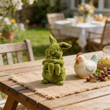 Easter Flocked Bunny Moss Rabbit Figurine Desktop Decorations For Living Room Home Holiday - Xanh lá cây m - Xem 4