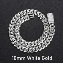 1PC Men's Luxury Cuban Link Chain Necklace 8-22mm Iced Out Miami Style Hip Hop Jewelry  Silver Plated Stainless Steel Bling  Unisex Jewelry As Party & Gift & Stage Show - 10毫米/0.39英寸 - 查看 14
