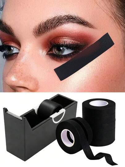 6 rollos de cinta negra transpirable para extensiones de pestañas, adecuada para extensiones de pestañas, cinta de tela microporosa, herramientas de maquillaje no tejidas, cinta adhesiva multiusos, cinta rosa para pestañas, cinta para extensiones de pestañas, cinta para sombras de ojos, cortador 5/1 piezas