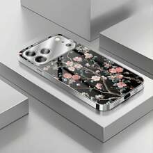 Estuche para teléfono con diseño de flores florecientes Compatible con estuches para teléfonos   17  16 Pro Max  15 Pro Max  13 y  12 Hecho de material de TPU con galvanoplastia transparente y resistente a rayones que brinda protección contra golpes y caídas Un gran regalo para familiares, amigos, seres queridos, novios/novias y para aniversarios - Plateado - Ver 8