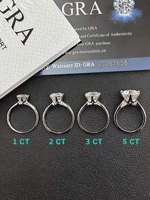 1 chiếc nhẫn Moissanite bằng bạc 925 dành cho nữ, nhẫn cưới kèm giấy chứng nhận, trang sức cưới thích hợp cho lời cầu hôn, lễ đính hôn, kỷ niệm, tiệc tùng. - Bạc - Xem 5