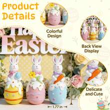 3 Pcs Easter Bunny Figurines Resin,Spring Centerpieces For Tables Decor, Easter Decorations For The Home,Table,Office,Garden,Party,Gifts - 3pcs - 查看 2