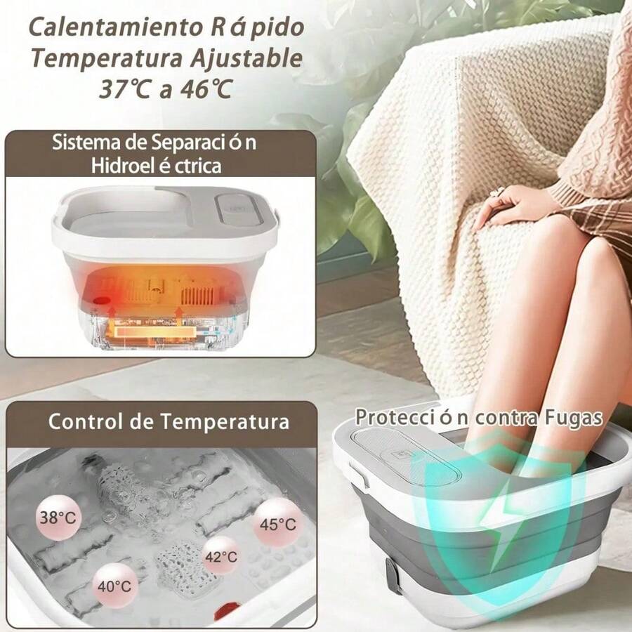 Spa Para Pies Electrica Baño De Pies Plegable Burbujas Blanco - Negro - Ver 1