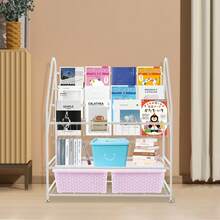 SENDERPICK Large BookcaseLarge Capacity Books Toys Organizer Modern Bookshelf - 白色 - 查看 11