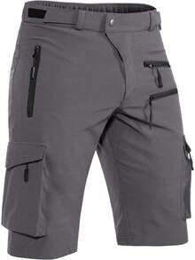 ¡RecomendadoHiauspor Pantalones Cortos de montaña para Hombre, Shorts de Bicicleta de montaña, Secado rápido, con Bolsillo de Cremallera¡Top de Temporada - Gris - Ver 2
