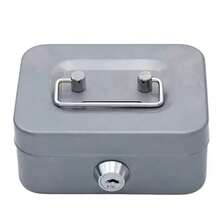 1 pieza Caja de dinero de acero mediana con bandeja para monedas, entrega de ranura única o doble al azar - Negro - Ver 10