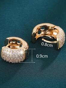 1 Pair Vintage Versatile Zirconia Inlaid Fashion Earrings For Women, Suitable For Daily Commute, Gatherings, Parties, Valentine's Day Gift - Earrings - View 2