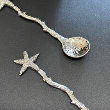 【海洋之星】金银星形勺子套装 - 6件套，完美适用于海边婚礼和派对甜点 - 优雅的咖啡茶匙 - 彩色 - 查看 2