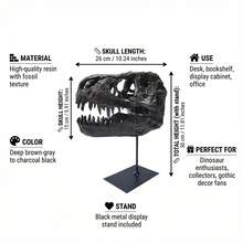LUMIARTISAN Collectible Dinosaur Skull Model | T-Rex & Saber Tooth Tiger Resin Fossil Decor | Desk Display Gift - A - View 4