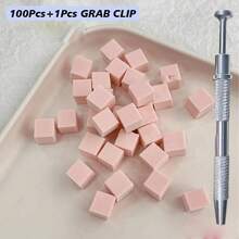 100pcs Set With Pen, Mini Tofu Sponge Nail Art Tools, Gradient Tie Dye Blush, Metal Nail Clips - Multicolor - View 4