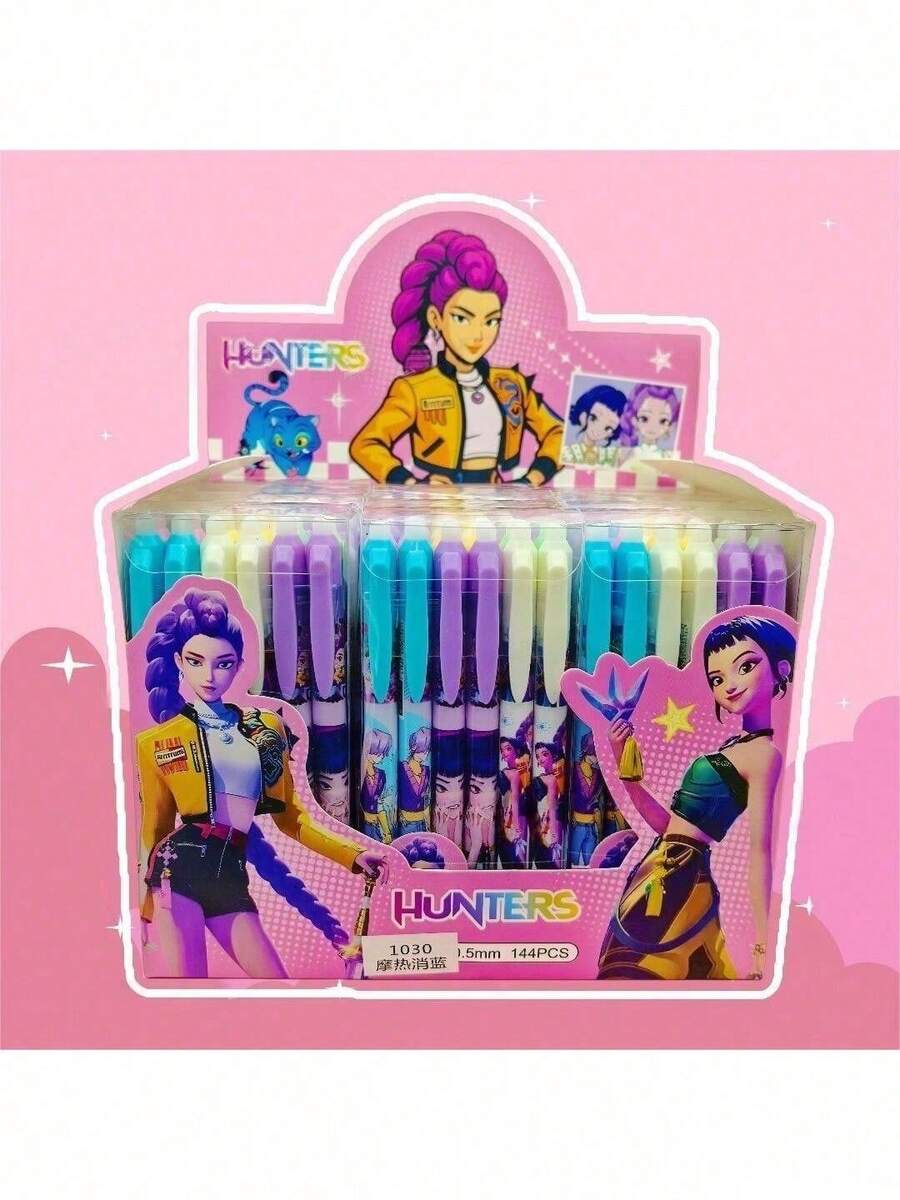 6pcs/Set KpopDemonHuntes KPOP Witch Hunter Erasable Gel Pens, Pressurized Erasable Ink Pens, Student Stationery, Manmo Signature Pens, Back To School Gift - Multicolor - View 1