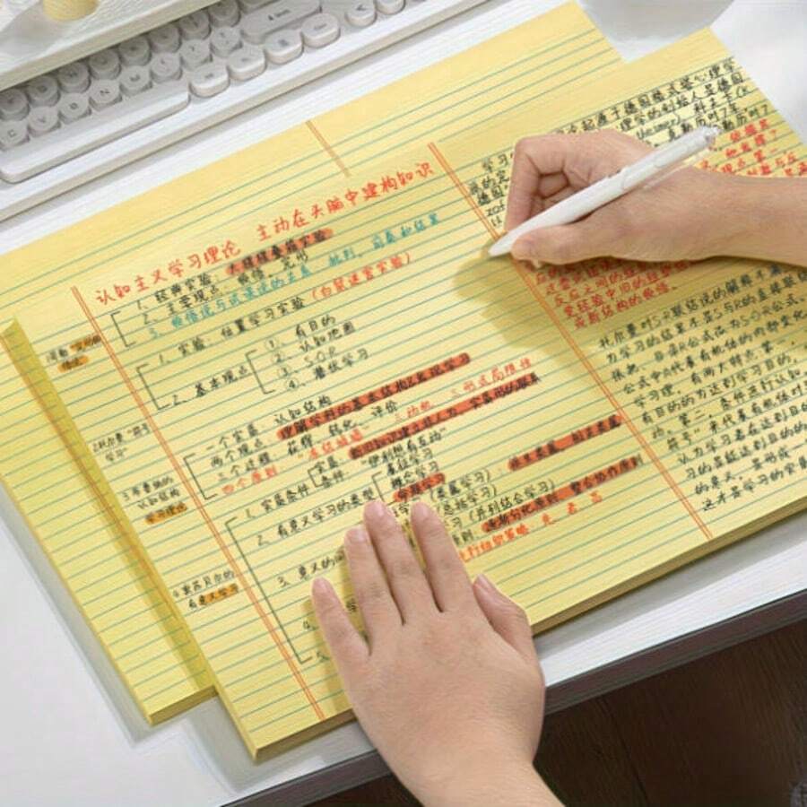 Cuaderno de gran capacidad, adecuado para mapas mentales, aprendizaje y uso en el campus - Papel de escritura resistente al sangrado por ambos lados, con encuadernación suave y fácil de desprender, diseño de encuadernación gruesa, adecuado para notas de clase, práctica de matemáticas, planificadores y escenarios de oficina - A3 - Ver 1