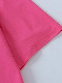 Áo thun cổ tròn mềm mại, thoải mái dành cho bé gái, in khẩu hiệu Ngày của Mẹ, thích hợp cho mùa hè. - Màu Hồng Tươi - Xem 5