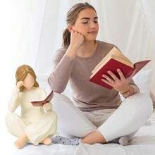 1pc 3D Reading Woman Statue, Book Lover Gift, Female Thinker Statue, Teacher, Student, Librarian, Book Reader Graduation, Reading Statue, Home Decor, Book Theme, Bookshelf, Bookcase, Book Corner - Girl Reading a Book - View 5