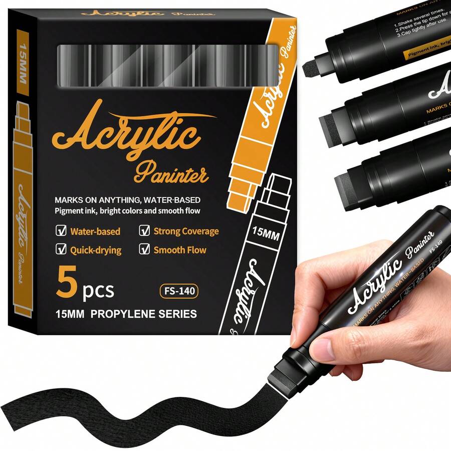 FLYSEA Black And White Set Large Liquid Chalk, 3-In-1 Tip Can Be Used, Can Be Washed And Erased, Suitable For Glass Board, Blackboard, Window, Mirror, Car Windshield; Suitable For Office Workplaces, Coffee Shops - Sets - View 1