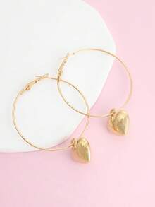 1 par de pendientes minimalistas con forma de corazón, adecuados para combinar con atuendos elegantes - Dorado - Ver 4