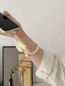 1pc Stylish Bow Decor Phone Lanyard Wrist Strap With Pad, Short, Adjustable, Anti-Lost, For Women - Multicolor - View 5