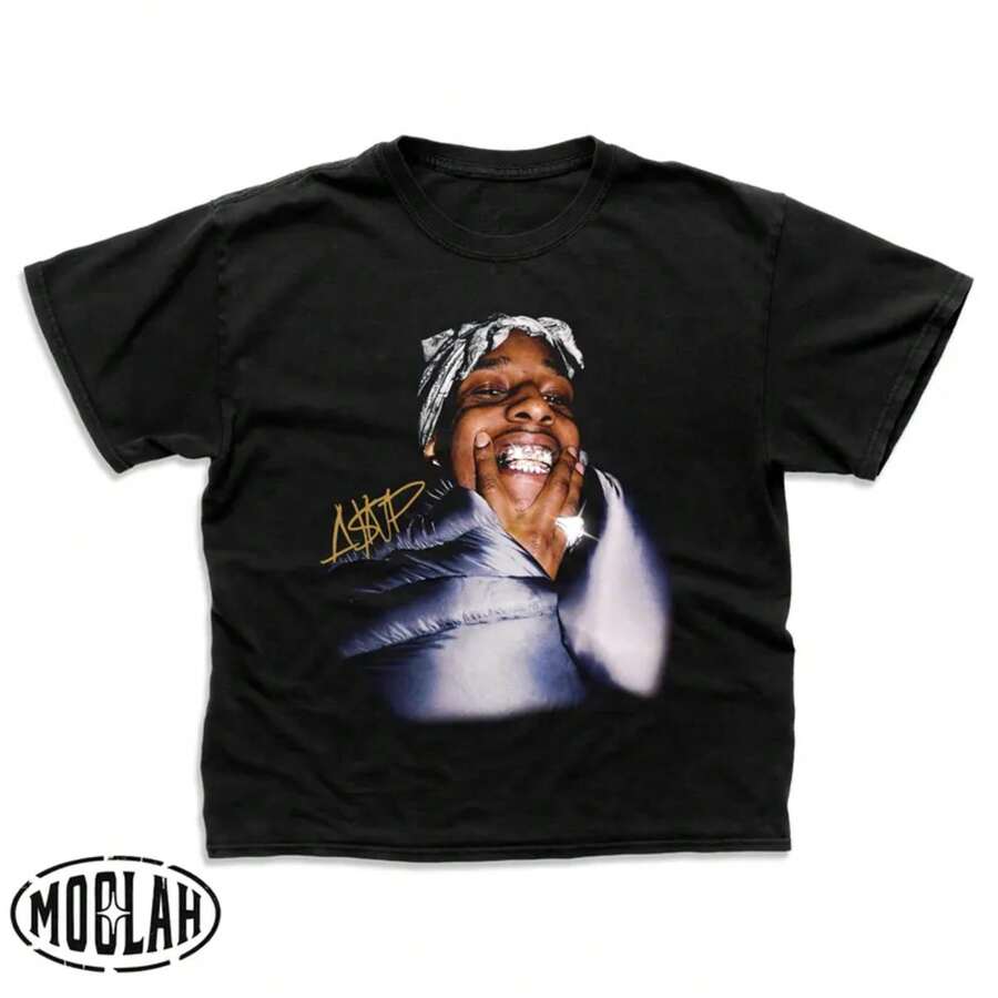 ASAP Rocky Back T-Shirt - Rap Music Shirt - Sundress Single - ASAP Rocky Album Shirt - ASAP Rocky Merch - Unisex Rapper Clothing - Black - View 1