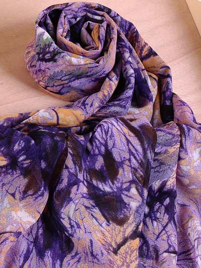 1pc Printed Chiffon Casual Scarf For Women, Windproof & Sun-Protective Shawl Suitable For Daily Or Outdoor Use