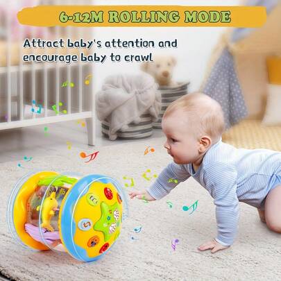 Babies Rotating Ocean Toy (12M+)-Interactive Music Drum Toy |1pc Musical Projector With Rotating Light, Crawling Learning , Infant Tummy Time Toy, Ideal Holiday/Birthday/New Year/Christmas/Halloween/Children's Day /Easter/Ramadan Gift
