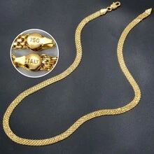 1pc Classic 18K Gold-Plated Braided Necklace, Minimalist Versatile Daily Wear For Men And Women - Gold - View 7