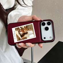 个性化照片手机壳，烫金3D立体雕刻，兼容 17 Pro Max系列，酒红色纹理设计，防滑防震防刮，生日周年纪念日完美礼物 - 彩色 - 查看 6