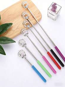 Adjustable Stainless Steel Back Scratcher With Rubber Handle, Suitable Gift For Mom, Dad, Wife, Husband, Adults & Teenagers, White Elephant Gift, Adult Prize, Back Massager - Multicolor - View 3