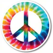 2个Magnet Me Up扎染和平标志磁性贴纸，5英寸圆形重型汽车磁铁，适用于轿车、卡车、SUV、保险杠和储物柜 - 均碼 - 查看 6