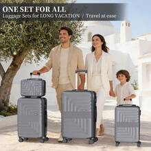 YSTYLE 4-Piece Hardside Luggage Set (12/20/24/28 Inches), With Scratch-Resistant And Impact-Resistant ABS Shells, Spacious Design And Four 360-Degree Spinner Wheels - Dark Grey - View 2