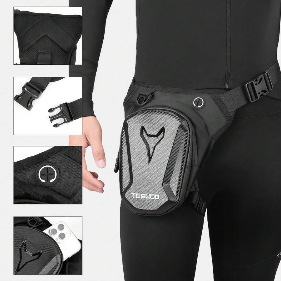 TOSUOD Bicycle Motorcycle Riding Leg Bag, Expandable Multi-Function Storage Pack, Unisex Chest Bag - Black - View 1