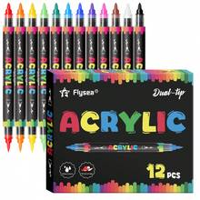 12/24/48 Cores Canetas Marcadoras Acrílicas de Ponta Dupla, Marcadores de Tinta Acrílica Premium, Adequados para Madeira, Tela, Pedra, Pintura em Rocha, Vidro, Cerâmica, Artesanato DIY, Materiais de Arte, Desenho de Estudantes, Presente de Volta às Aulas - Multicolorido - Visão 18