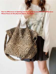 Summer Large Capacity Commuter Tote Bag, High-End Leopard Print Fashion Minimalist Casual Shoulder Crossbody Bag. Actual Product Photography May Have Color Differences Due To Lighting Effects And Display Variations. Please Understand. - Brown - View 1
