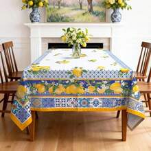 Spring Summer Capri Lemons Table Cloth Rectangle Machine Washable Italian Lemon Tablecloth 152 * 213 Cm Polyester Blue Table Cover For Kitchen Dinner Party Outdoor Decor  Dfe - Capri Lemon - View 4