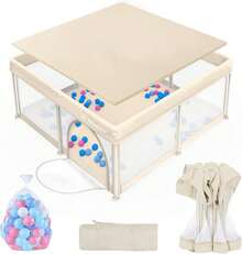 ¡RecomendadoParque infantil plegable para bebés y niños pequeños, patio de juego portátil de 50 x 50 pulgadas, bolígrafo plegable con tapete de malla visible, 50 bolas oceánicas, centro de actividades para¡Top de Temporada - Amarillo - Ver 10