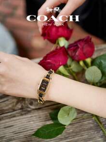Coach Cadie Series All Gold Tone Black Braided Strap Black Dial Women's Watch - 黑色 - 查看 8