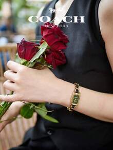 Coach Cadie Series All Gold Tone Black Braided Strap Black Dial Women's Watch - 黑色 - 查看 9
