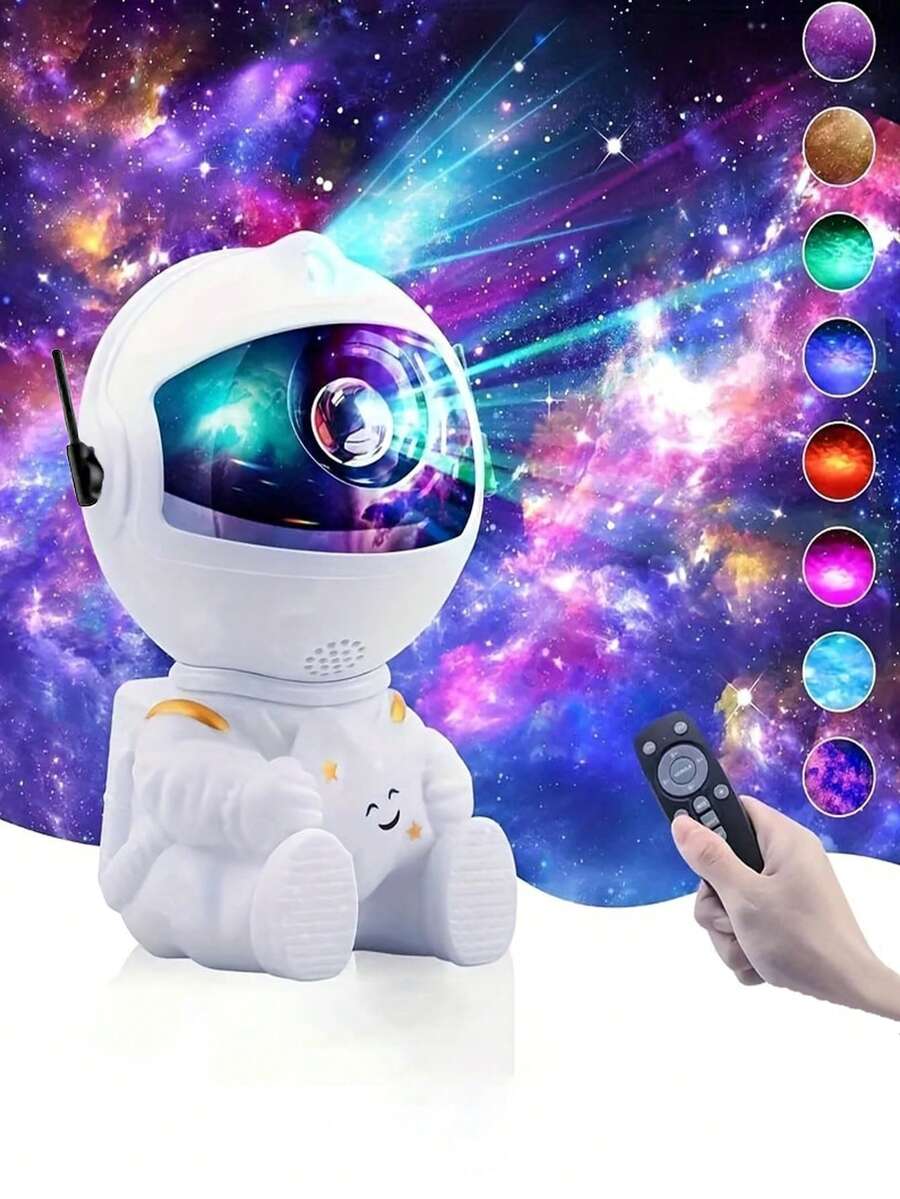 1个遥控星空夜灯，带星空投影功能 - 360°旋转宇航员星云投影灯，可调节星空天花板LED灯，适用于卧室、客厅和派对装饰 - 节日和所有季节的完美礼物