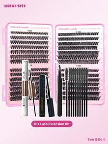 DIY Eyelash Extension At Home DIY Lash Extension Kit Cluster Lashes Glue Waterproof Lash Bond And Seal Long Lasting Individual Lash Clusters Adhesive Sealant Makeup Tool - Multicolor - View 16