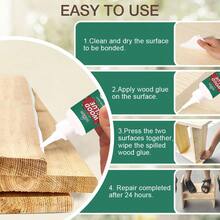 WHILELIFE 专业木工胶 | 防水高强度木工胶，透明无气泡，适用于家具维修、DIY 手工艺品和木材粘合 - WOOD GIUE - 查看 3