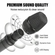 LMBGM 无线可充电麦克风，双通道无线麦克风即插即用，配有 2 个手持麦克风，适用于卡拉 OK、演讲、婚礼等场合。 - 黑色 - 查看 4