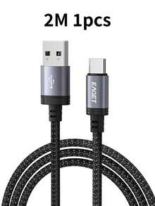 EAGET 3A 快速充电和数据同步 USB A 转 Type-C 数据线，加固尼龙编织，经久耐用，通用型，适用于大多数 Type-C 手机、平板电脑和配件 - 黑色 - 查看 9