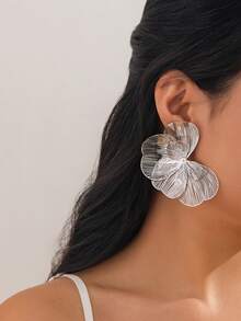 2pcs/Set Elegant Geometric Hollow Metal Flower Charm Jewelry Earrings, Luxurious & Chic, Suitable For Wedding, Party, Vacation, Casual, Street Style, Women & Couples, Holiday, Birthday, Versatile Earring Gift - Earring - View 5